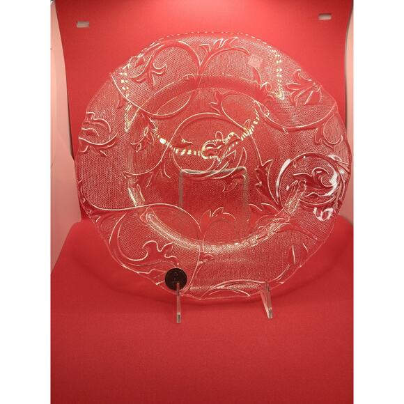 Large Plate Crystal Centerpiece IVV Made In Italy 13" Clear Vintage MCM - Picture 6 of 10